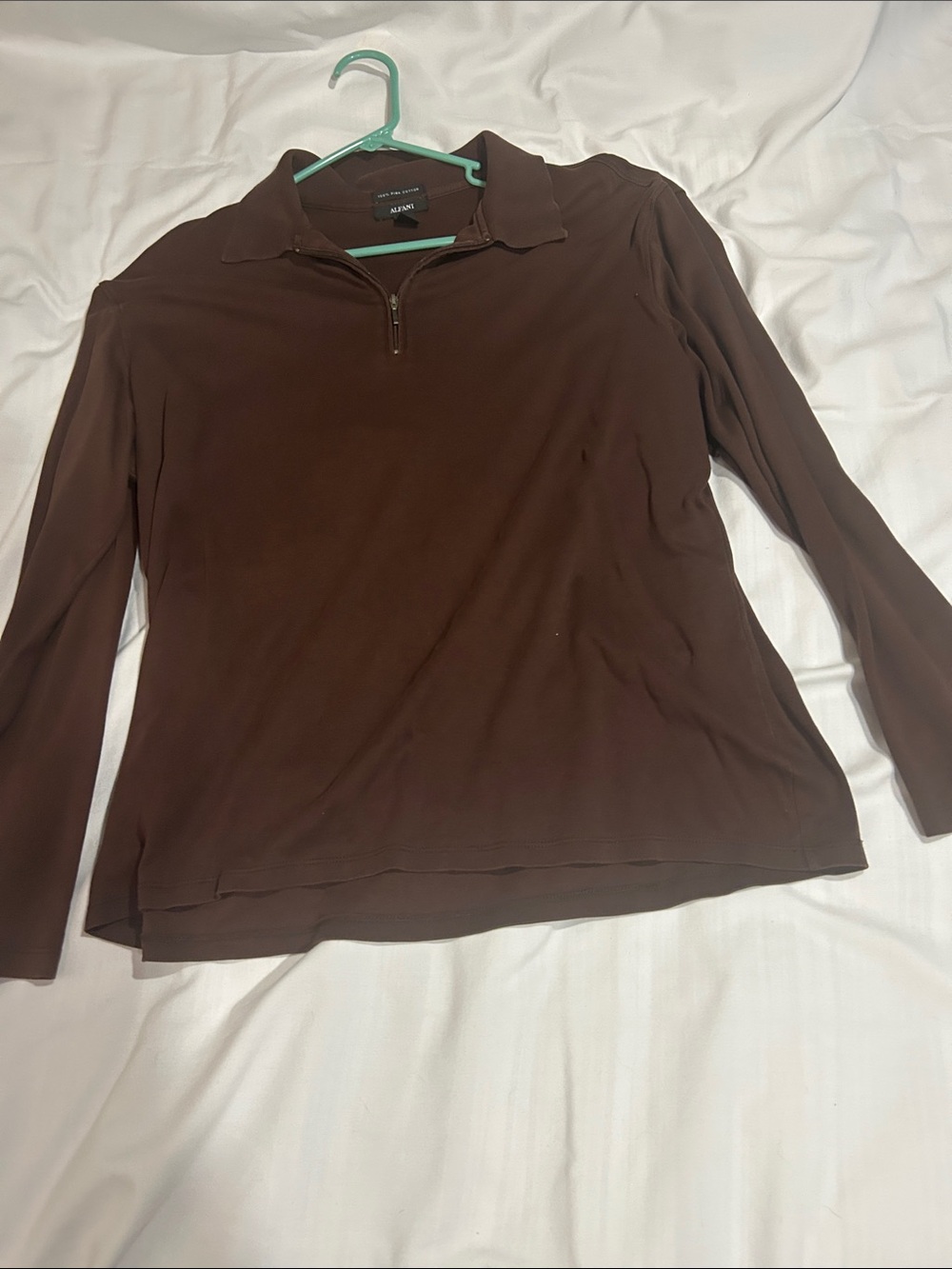 Alfani Men's Brown Quarter-Zip Polo
